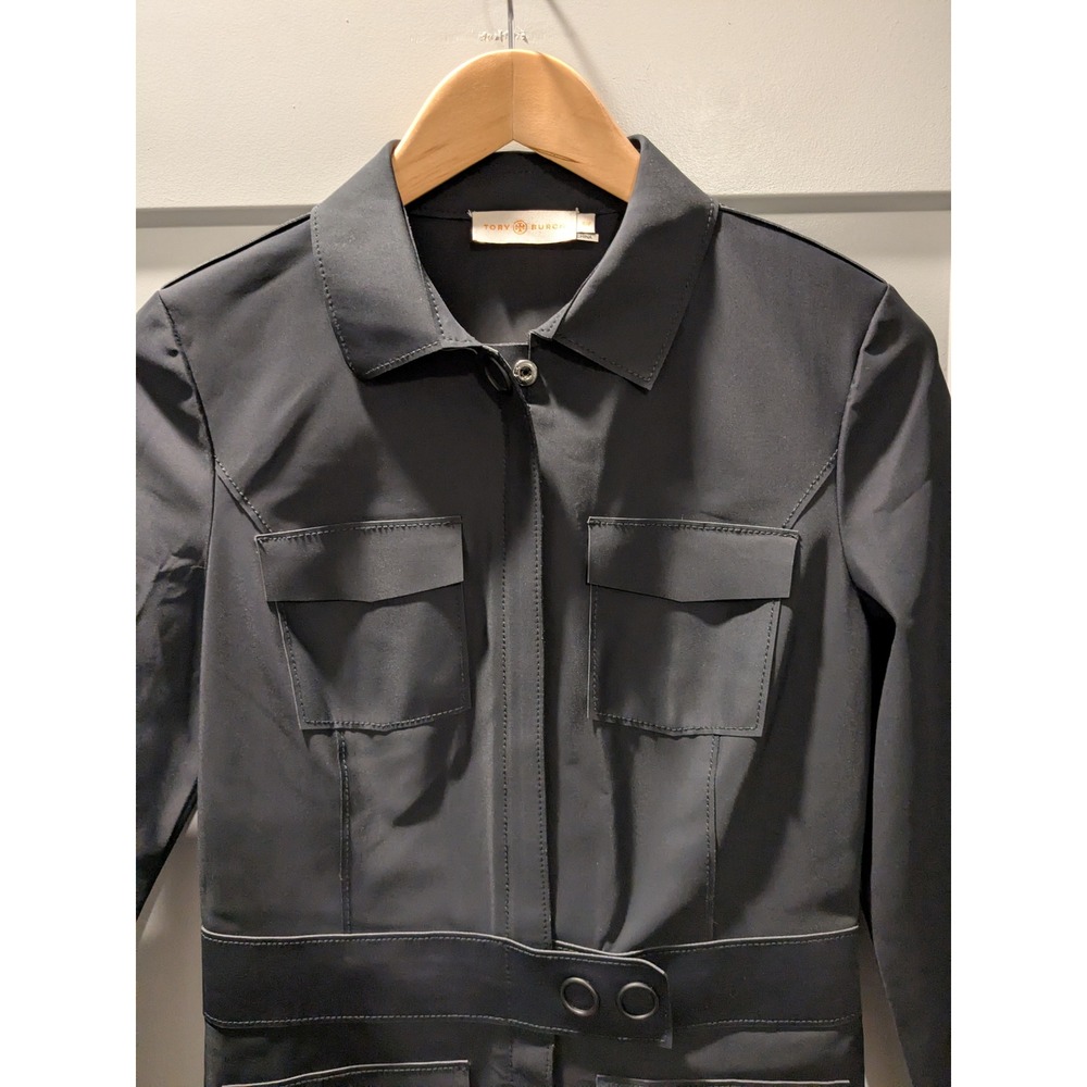 Tory Burch Courbette Corpcore Trench Minidress Womens Small Black Bistretch S/P - Picture 3 of 14